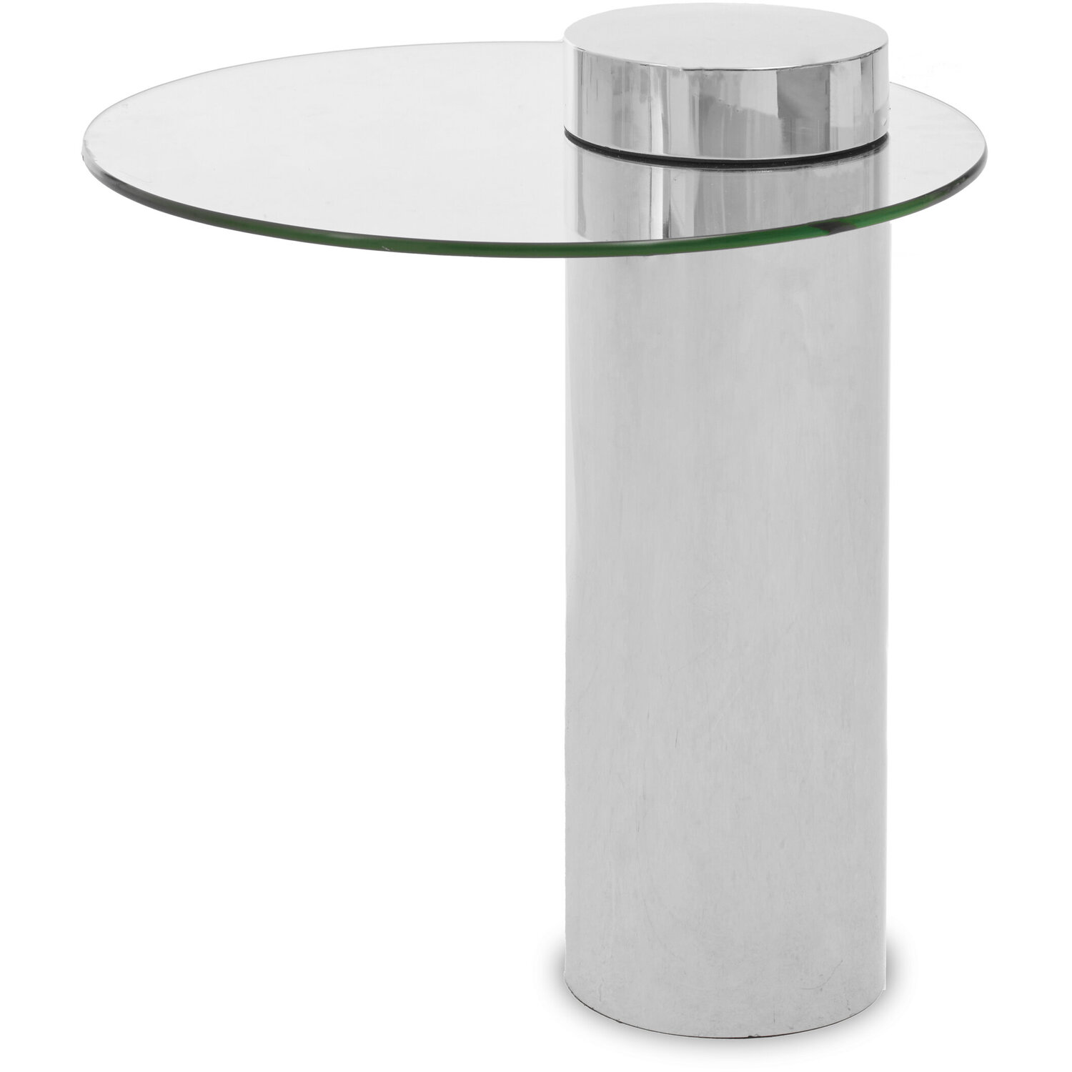 Oria Clear Glass Silver Base Side Table - Silver