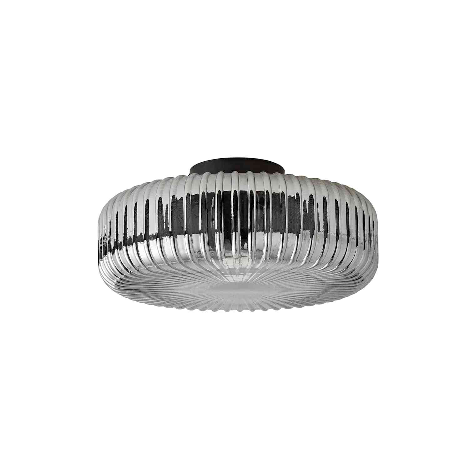 Valuelights Calpe Large Flush Ceiling Light With Ribbed Shade - Black
