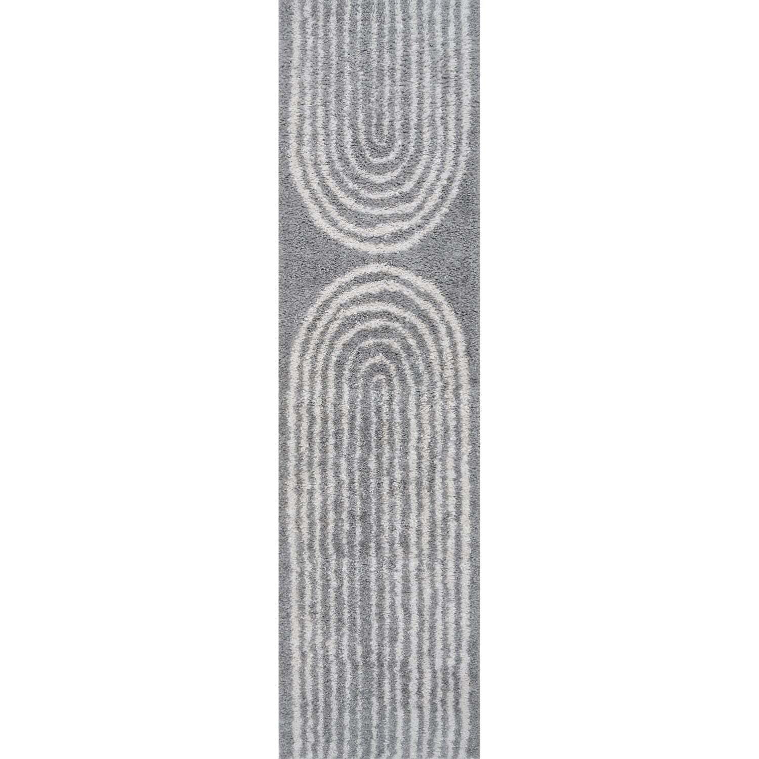The Rugs Unisex Grey Moodi Rainbow Design Shaggy Soft High Pile Living Room Rug Runner In 80Cm X 300Cm - Image 3