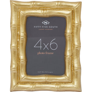 Hiba Gold Finish Bamboo Effect Photo Frame 4x6in