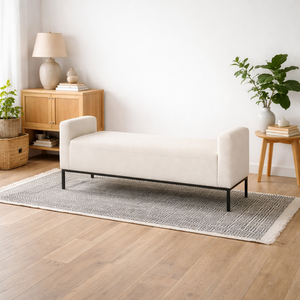 Brooklyn Upholstered Ivory Linen Bench