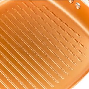 Forged Aluminium Coated Grill Pan - 24cm - Copper
