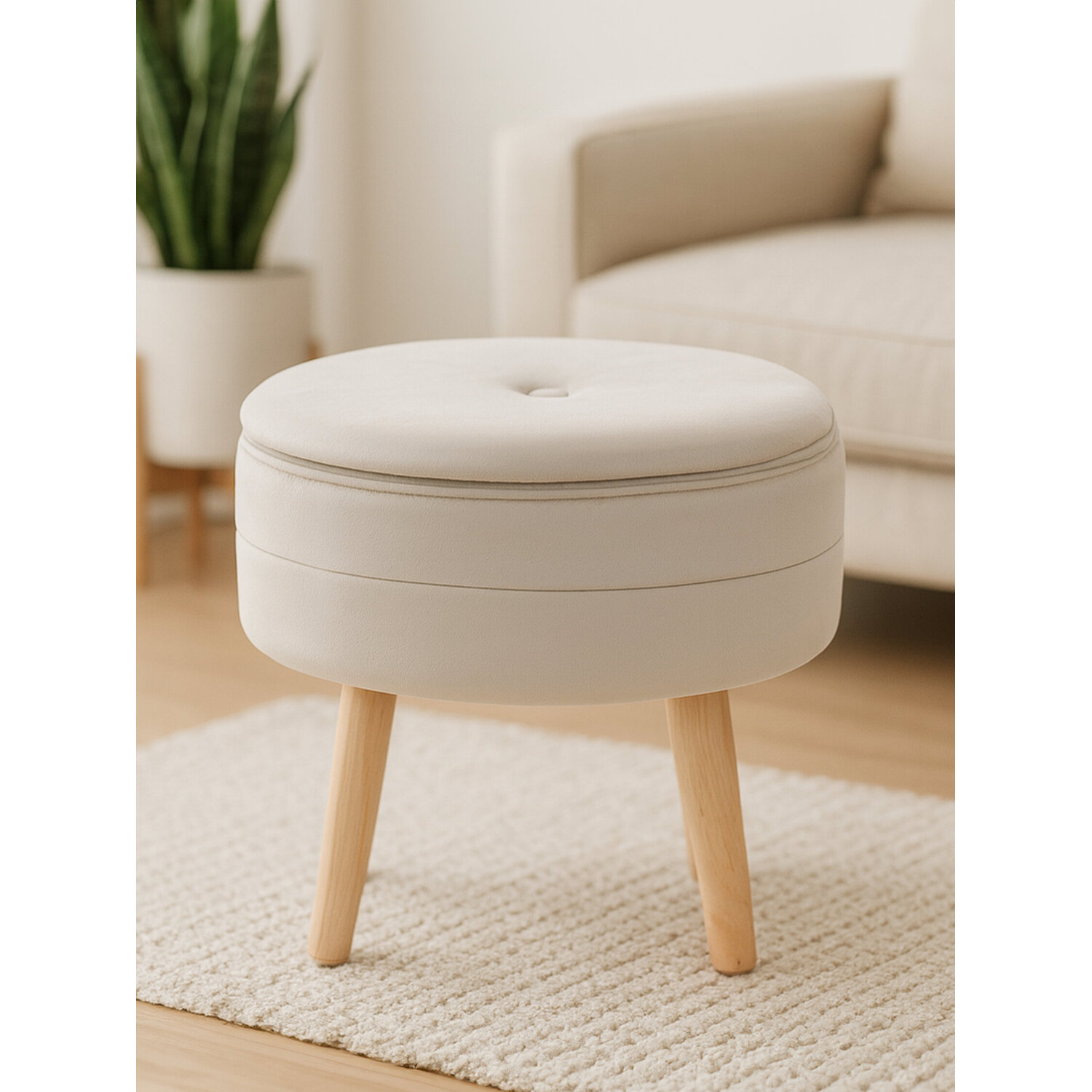 Ivy Mink Velvet Stool - Brown