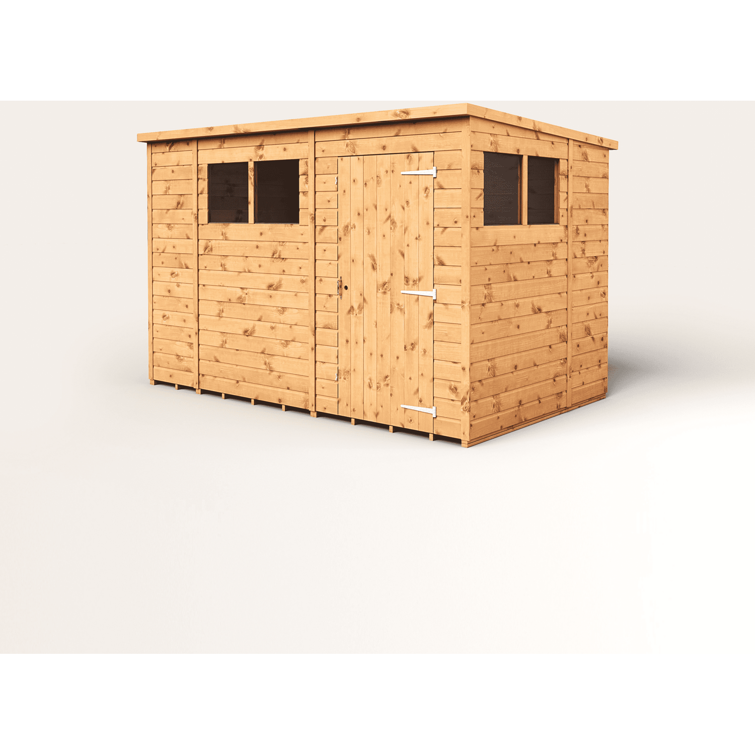 Empire 10x6 Modular Pent Garden Shed with a Single Door & Windows - Brown