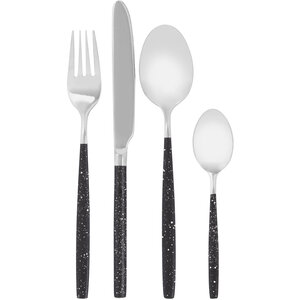 Avie 16 Piece Black And Silver Cutlery Set with Speckle Effect