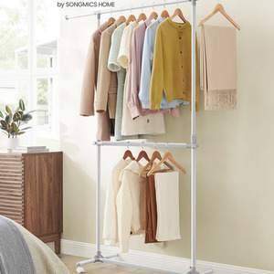 Double Clothes Rail, Clothing Rack with Extendable Top Rail