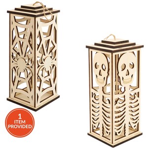 LED Skull or Spider Wooden Lantern