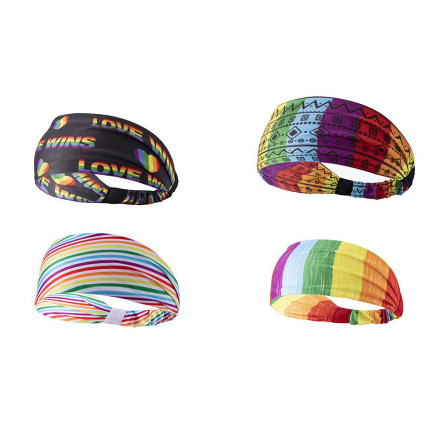Set of 4 Rainbow Sports Anti Sweat Headbands - pink