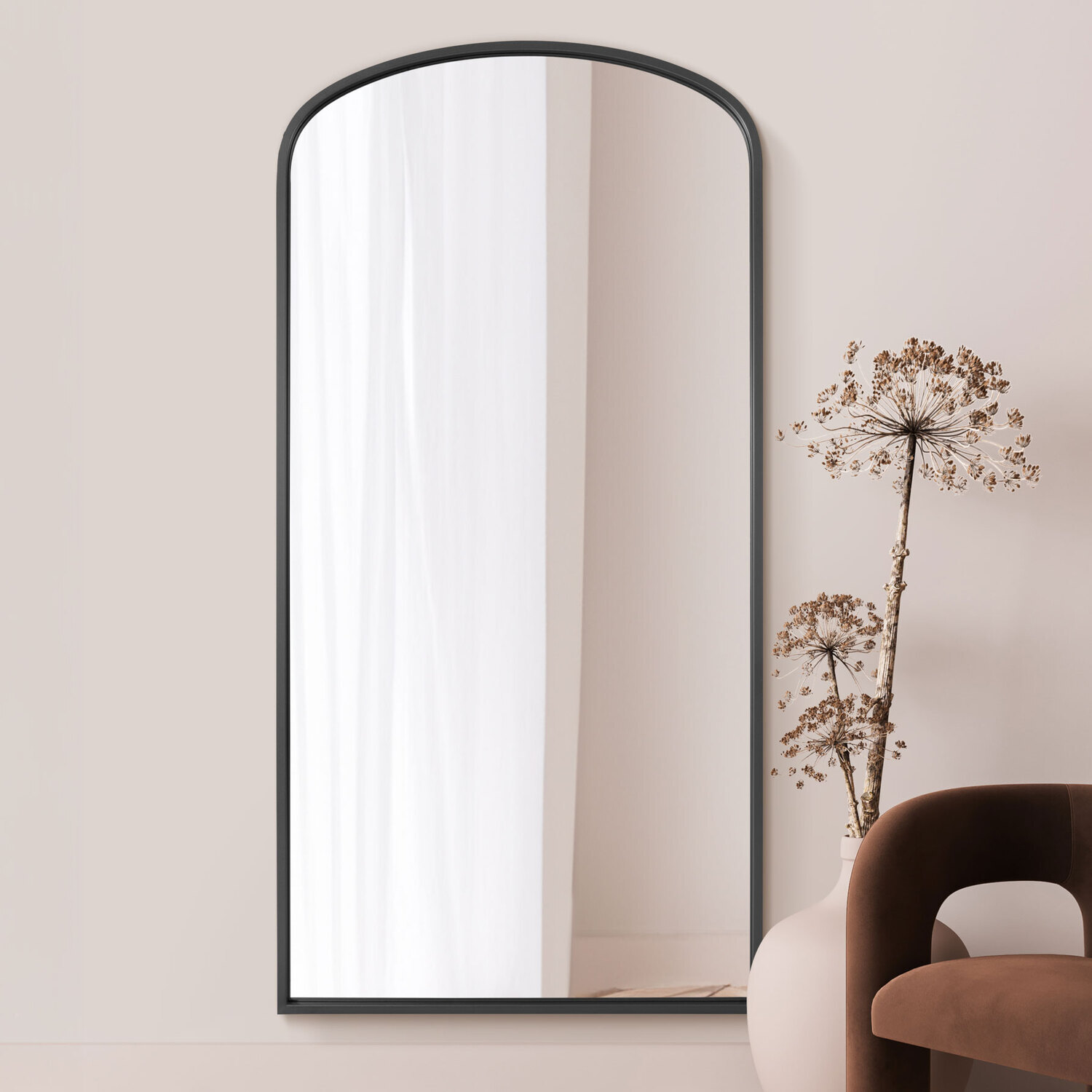 Image of MirrorOutlet Angustus Black Metal Arched Wall&hellip;