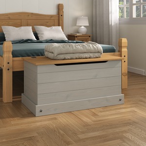 Corona Storage Chest Grey Ottoman Bedding Box Toy Chest
