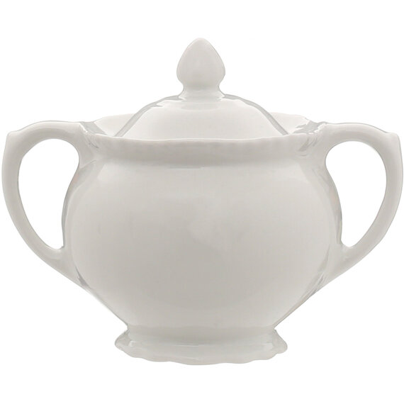 Quinn Embossed White Sugar Bowl