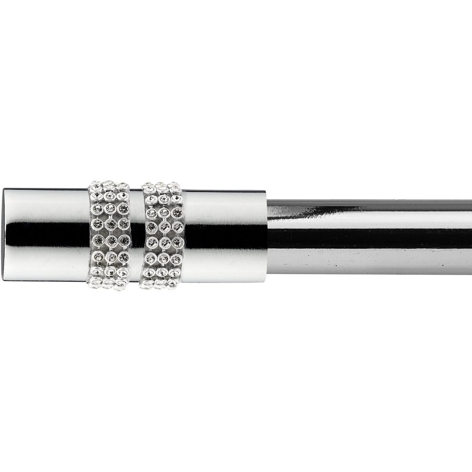 16-19mm Sparkle Extendable Eyelet Metal Curtain Pole Set - Chrome / 120cm
