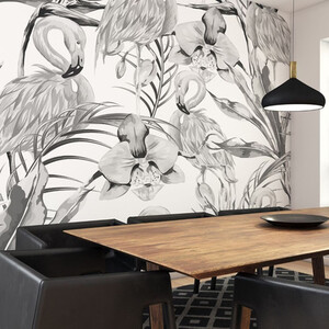 Paradise Flamingo Noir Wall Mural