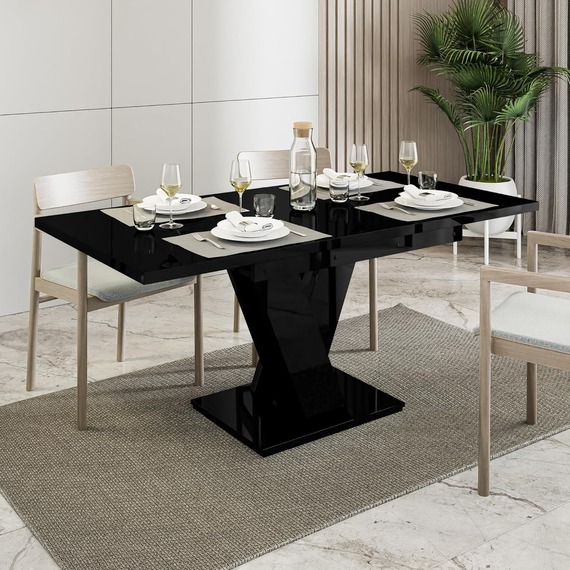 MASIV Extendable Dining Table 6 Seater 120 160cm Black Gloss