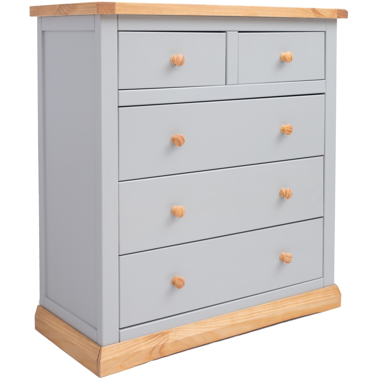 Cabinet Bits Light/Grey Bomporto 5 Drawer Chest Of Drawers Wood Knob - Image 2
