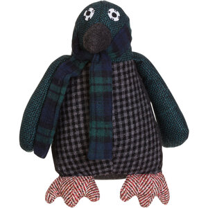 Bute Large Green Check Penguin Door Stop