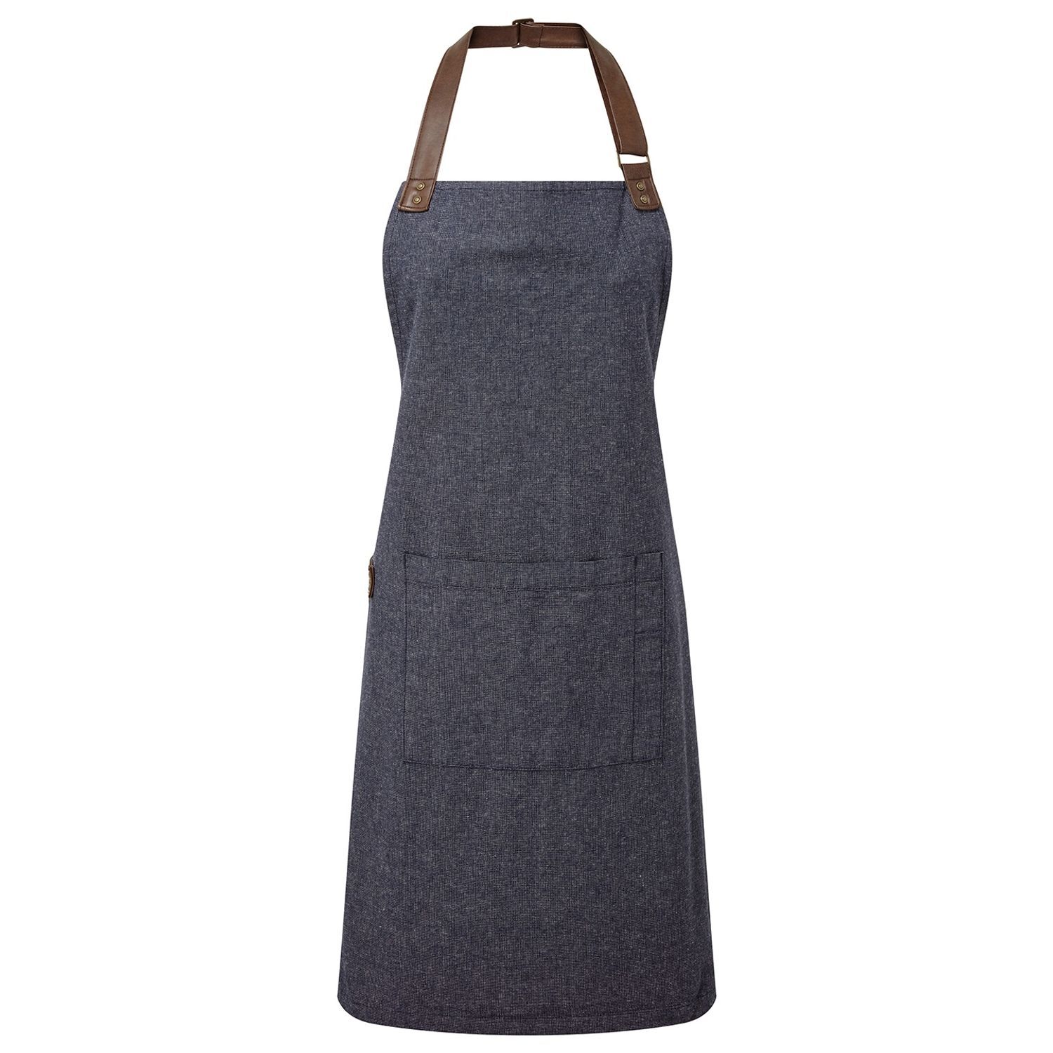 Premier Unisex Adult Annex Oxford Faux Leather Bibbed Full Apron - Navy