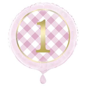 Unique Party Gingham 1st Birthday Foil Balloon