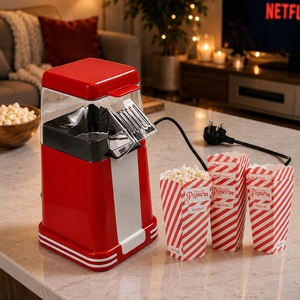 1200W Electric Retro Red Hot Air Popcorn Maker Machine Oil Free With 6 Boxes Set