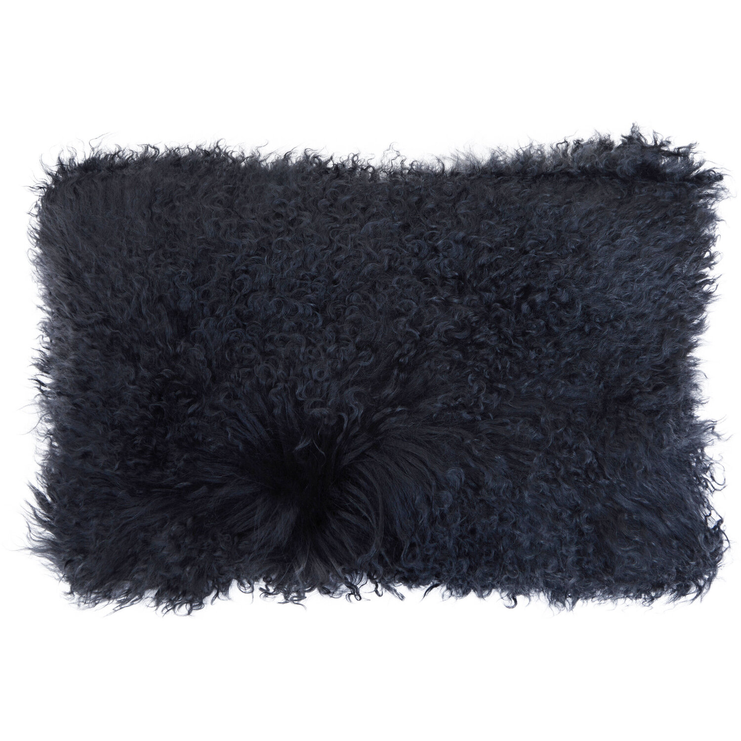 Bosie Real Mongolian Fur Black Rectangular Cushion - Black