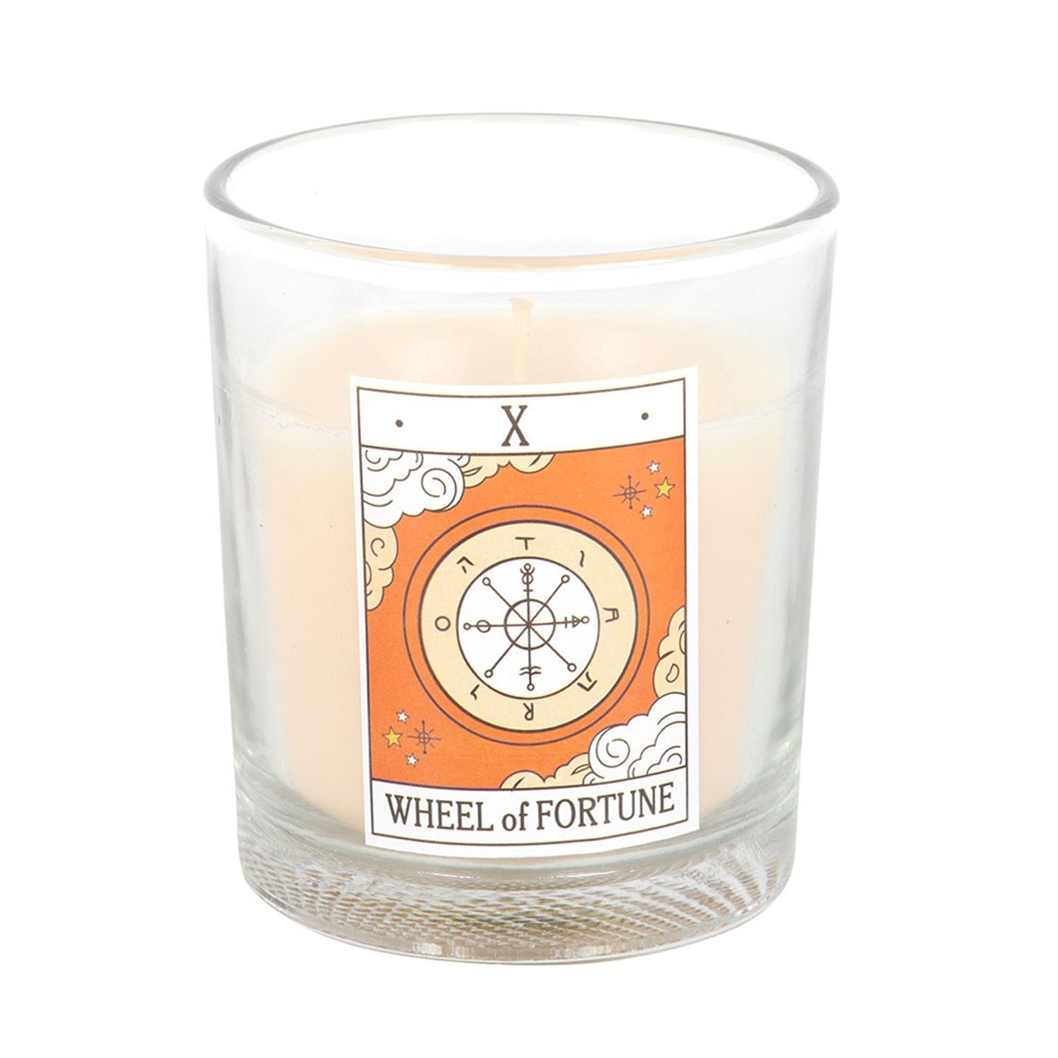 Something Different The Wheel Of Fortune Orange Tarot Vintage Candle - White/Orange