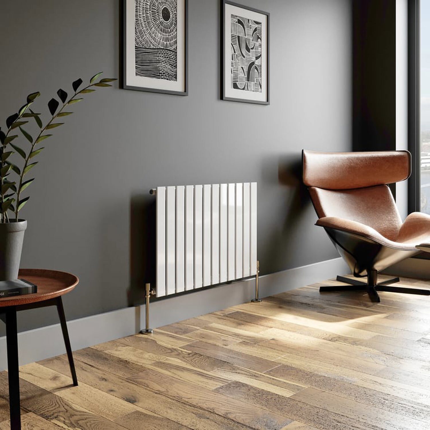 Temprazo Vertical Double Flat Panel Designer Radiator - 1800 X 300Mm White - White / 600Mm / 910Mm / 52Mm