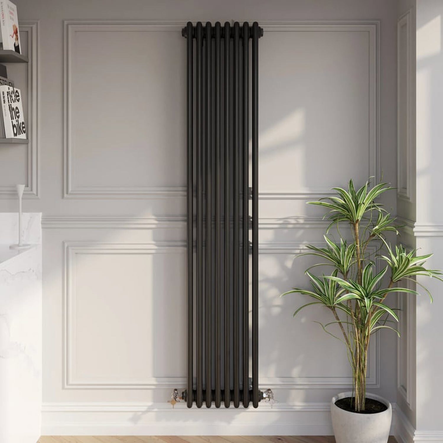 Temprazo Traditional Colosseum Double Bar Column Radiator Black 300 X 425Mm - Black / 380Mm / 1800Mm / 100Mm