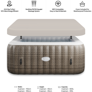 Wave Pacific Inflatable Hot Tub with Integrated Heater