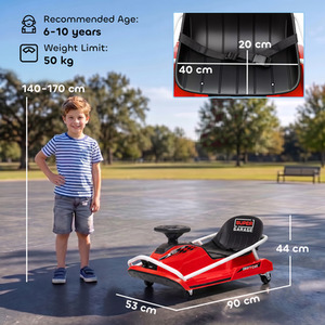 AIYAPLAY 24V Electric Go Kart for Kids with Drift Mode Red
