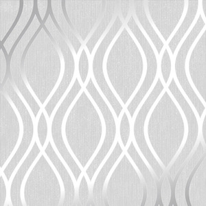 Camden Wave Wallpaper in Soft Grey and Silver