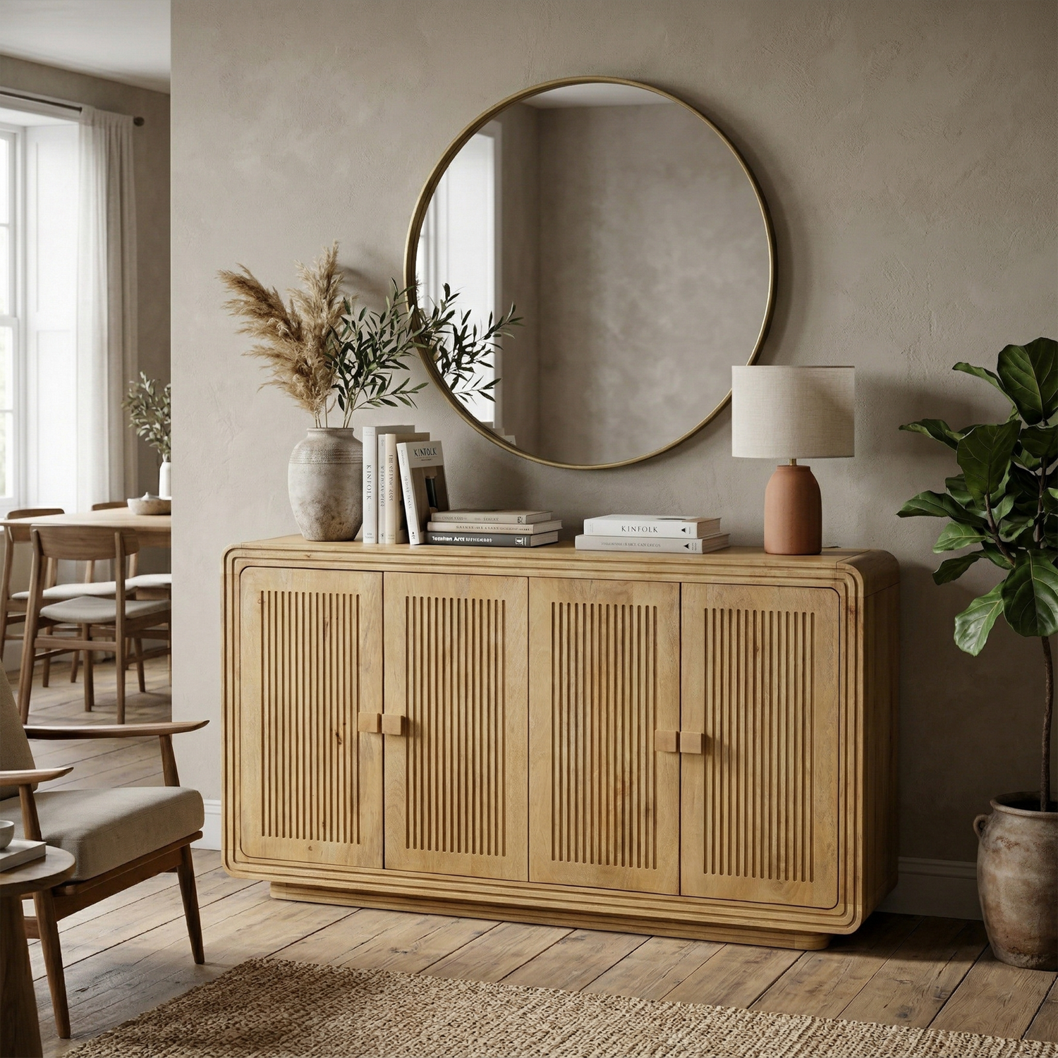 Elm Home And Garden Harper 4 Door Sideboard - Natural