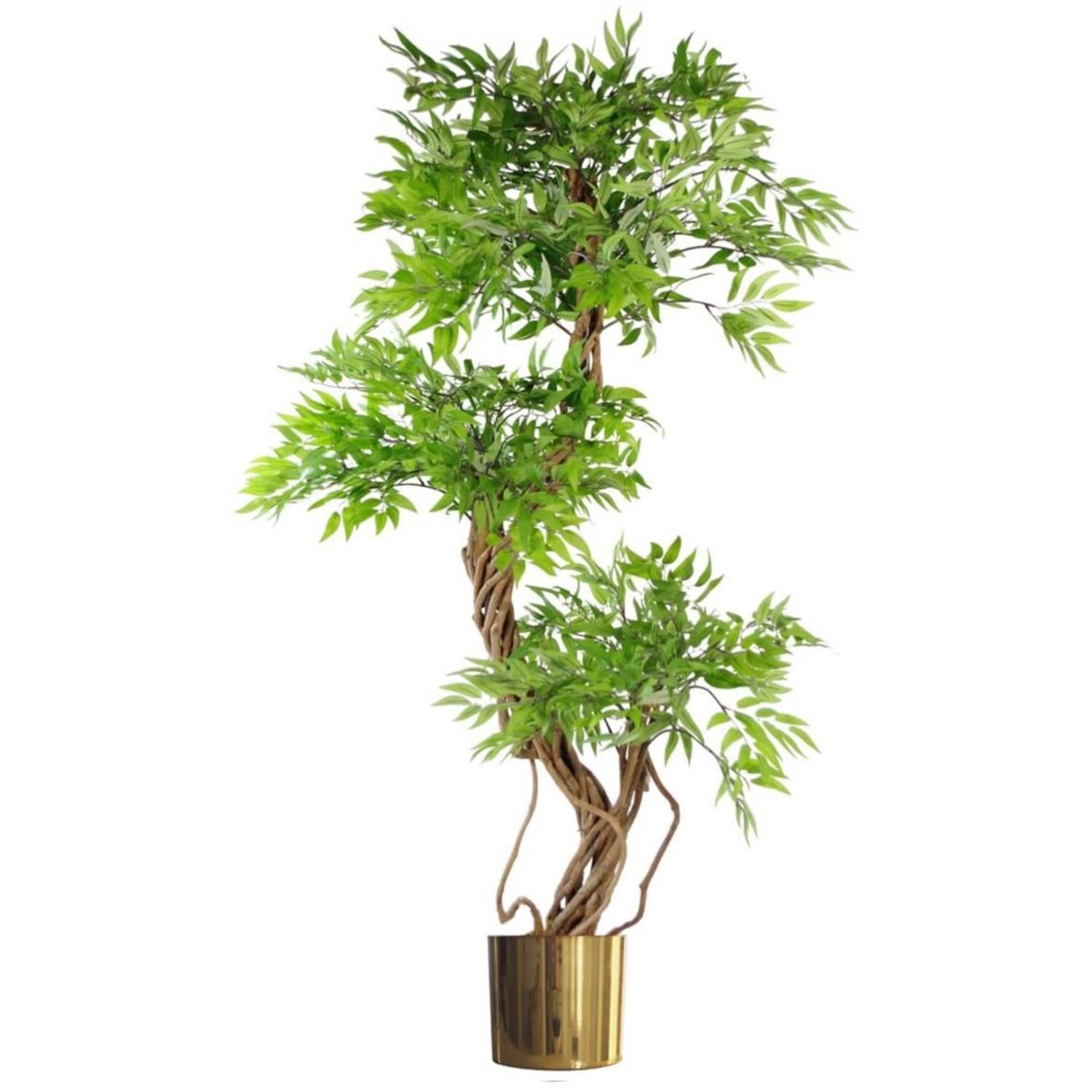Artificial Tree With Natural Wood Trunk Planter 140cm - Green