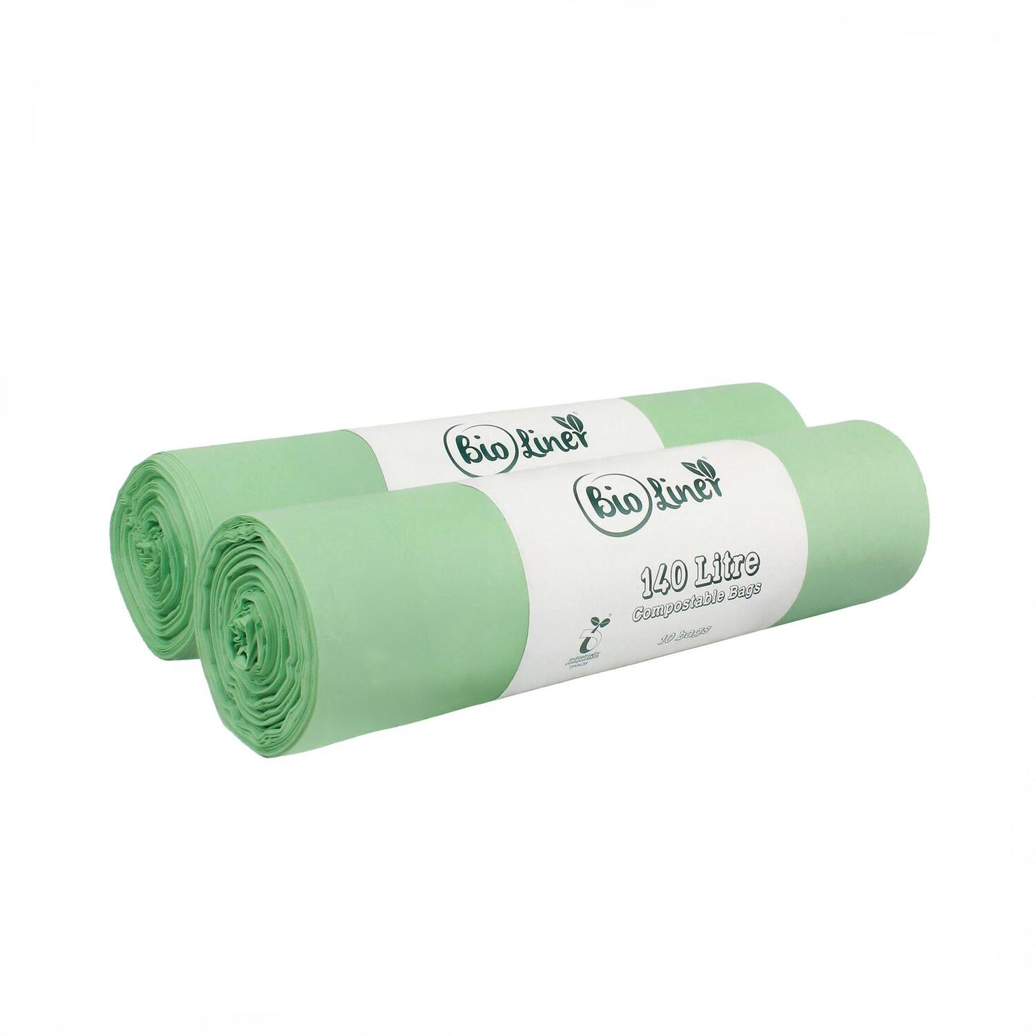 Bioliner 140 Litre Compostable Large Wheelie Bin Bags - Green / 2
