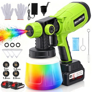 2x Battery Cordless Paint Sprayer Wall and Fence Green