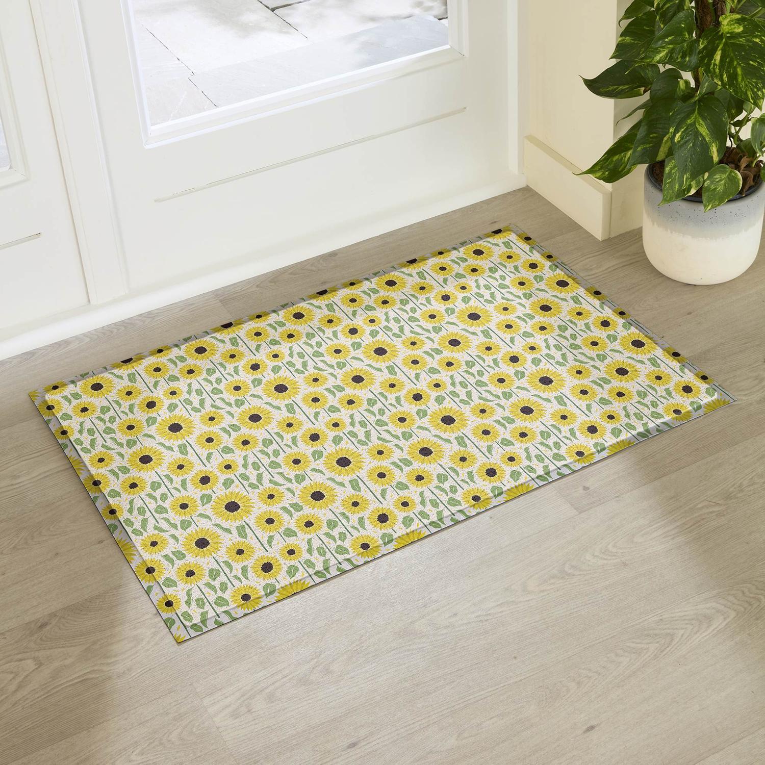 Artsy Mats Sunflower Pattern Doormat - Yellow / 90 X 60Cm