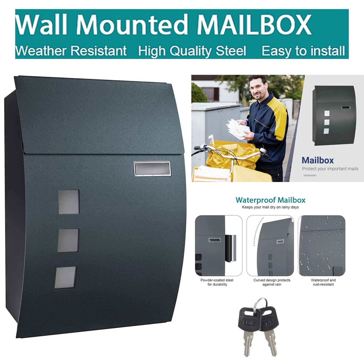 Atek Letter Box - Black
