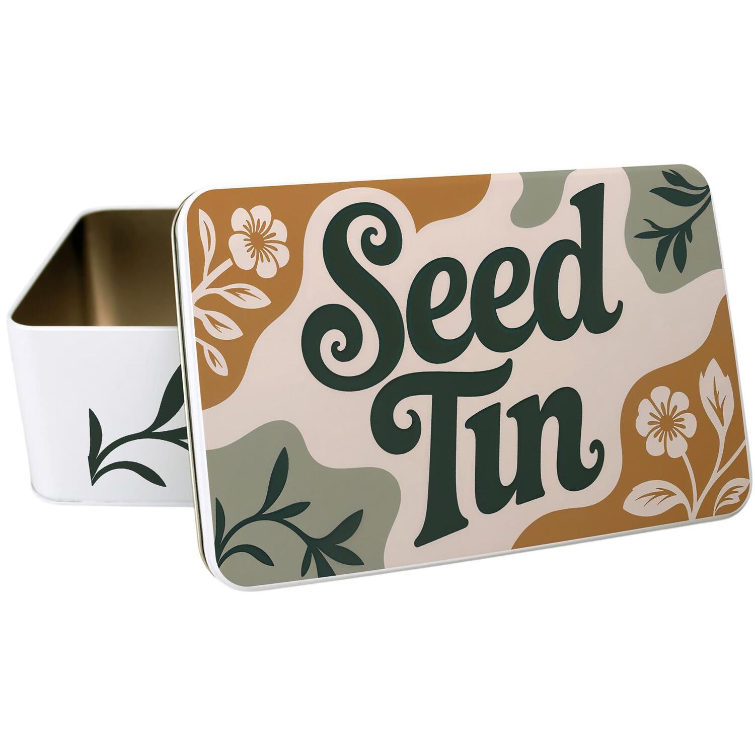 Floral Seed Tin - Rectangular Metal Garden Tool/Storage Box Gifts for Gardeners - Image 3