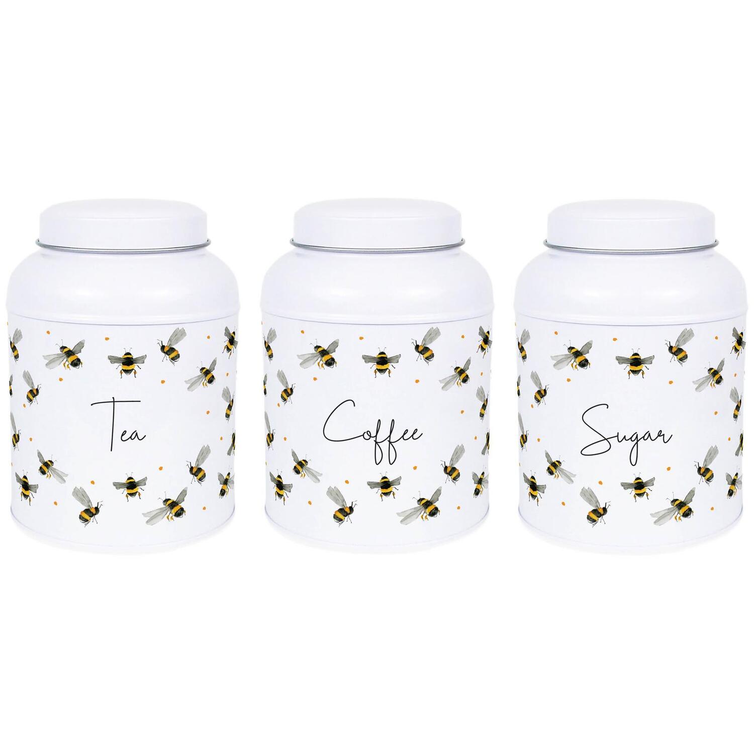 Scattered Bees Tea, Coffee & Sugar Canisters - Small Kitchen Storage Tins - Image 3