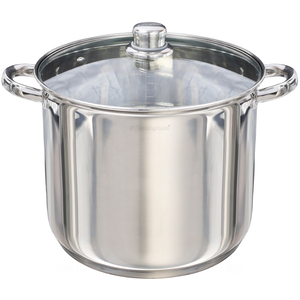 Deep Stock Pot Stainless Steel with Glass Lid 26 cm 11 Litre