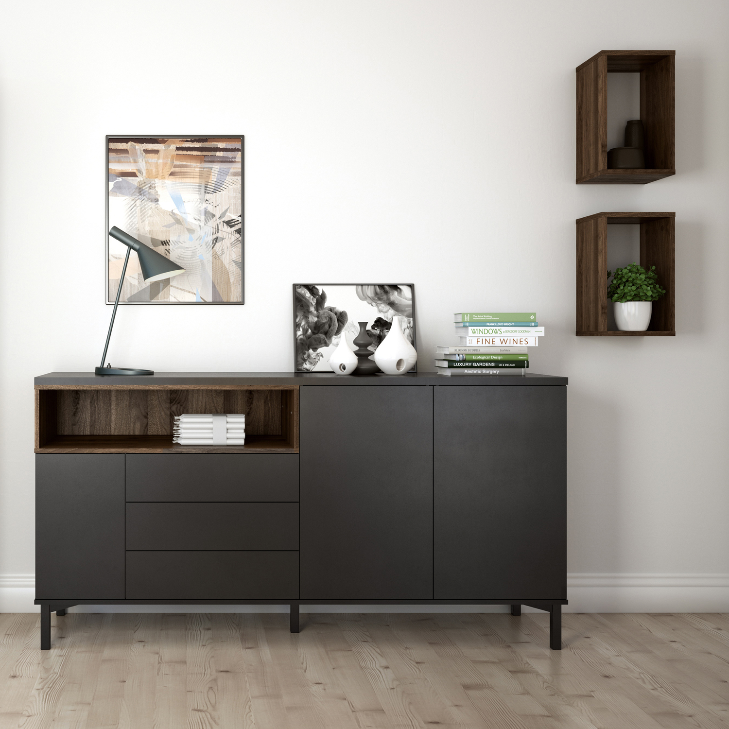 Florence Walnut Wall Cube Shelf - Modern Classic Design - Image 3