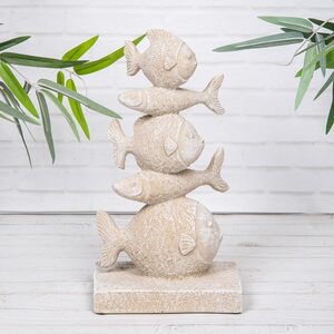 Stacked Fish Stone Effect Coastal Ornament