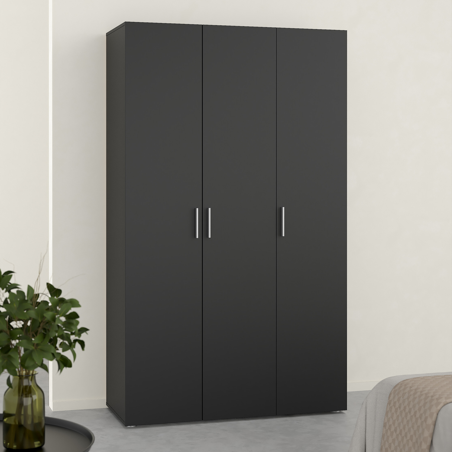 Furniture To Go Pepe 3-Door Wardrobe - Black - Image 2