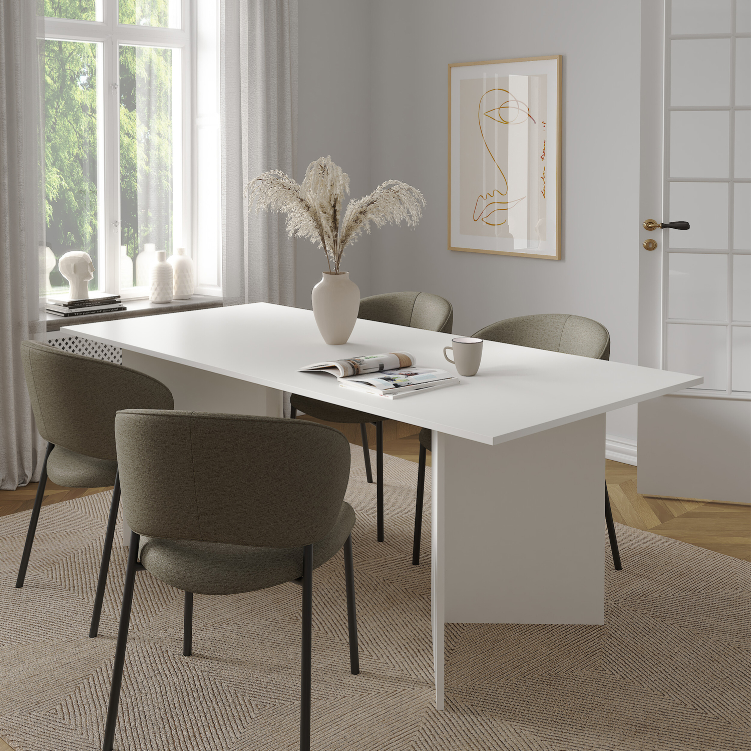 Rackhams White Family Dining Table 90X200cm In - L 200 X H 76 X D 90Cm - Manufactured Wood - W 200 X D 90Cm - Image 3