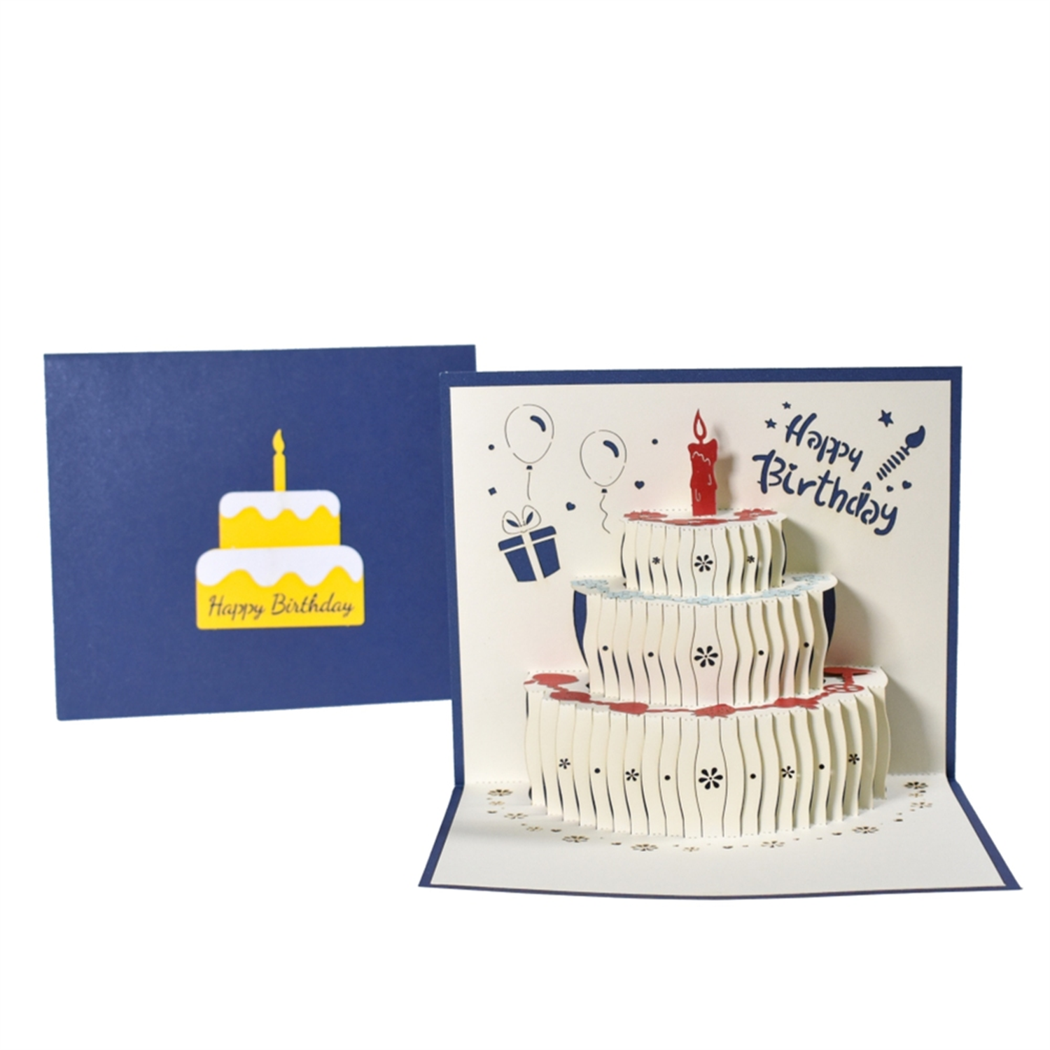 Brightfeel Blue Fruit Cake Design 3D Pop Up Birthday Card - White