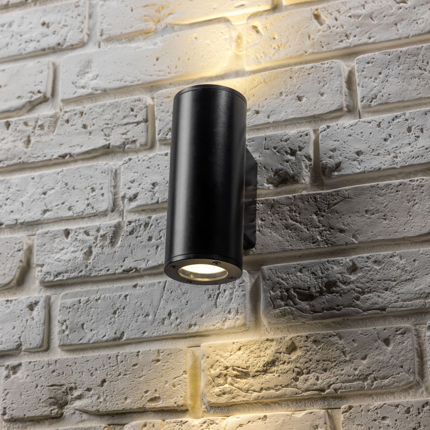 Cgc Lighting Black Outdoor Wall Light Round Cylinder Garden Indoor Weatherproof Polycarbonate (Black) - Image 2