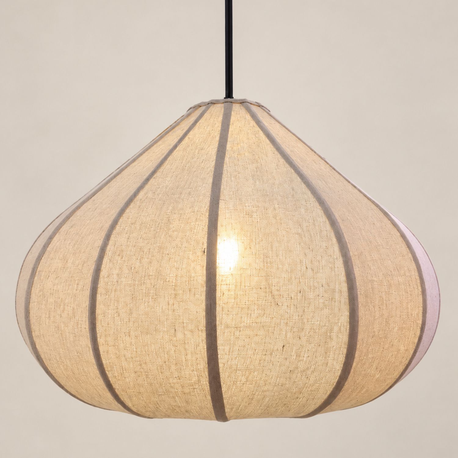 Cgc Lighting Unisex Beige Libby 50Cm Oatmeal Stretch Linen Fabric Bell Shape Lampshade In Large - Image 2