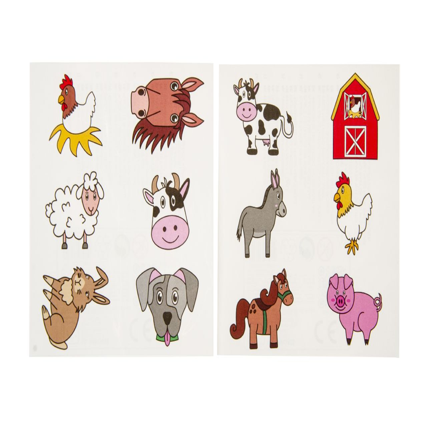 6 Pieces Farm Animals Tattoos - Sticker Kids Party Loot Bag Fillers - Image 2