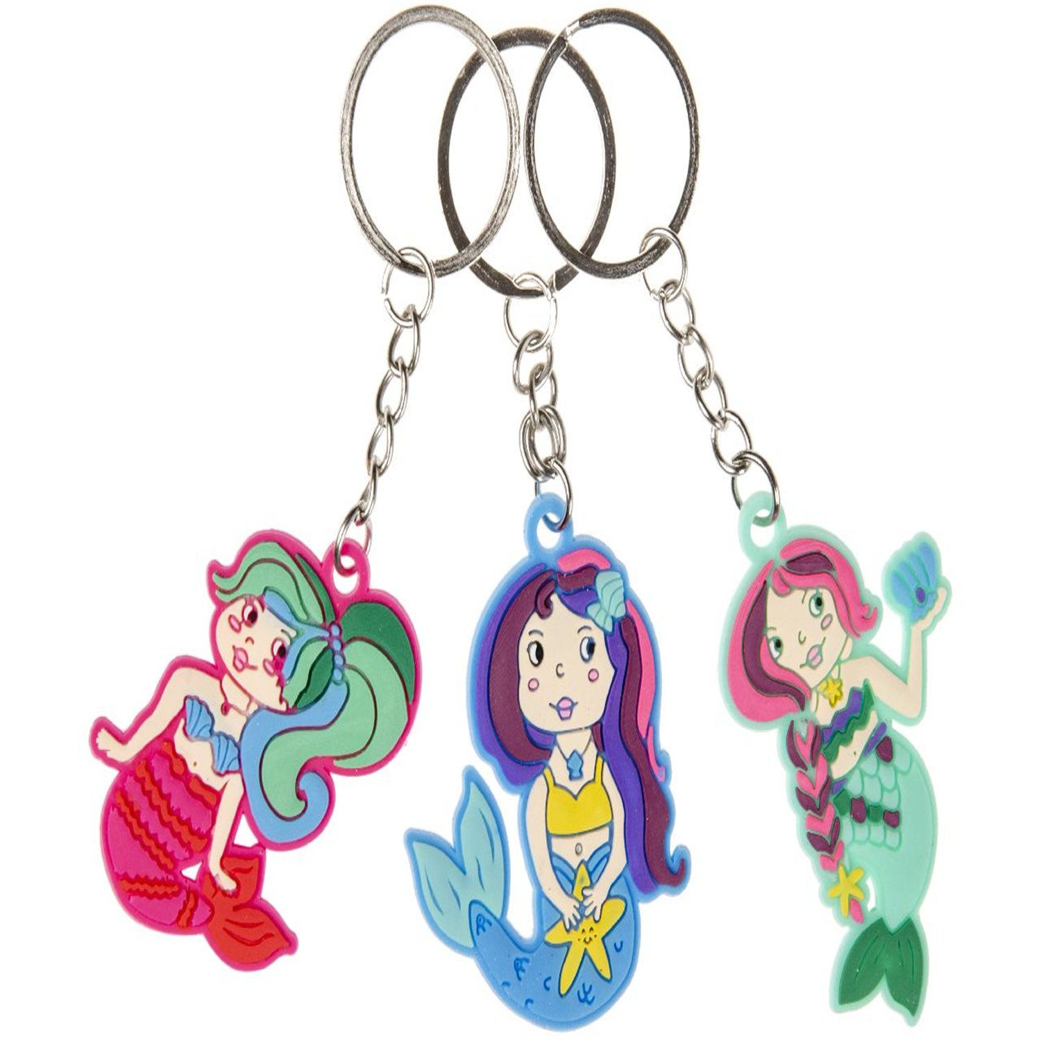 Lg-Imports Pack Of 12 Mermaid Design Keychains - White