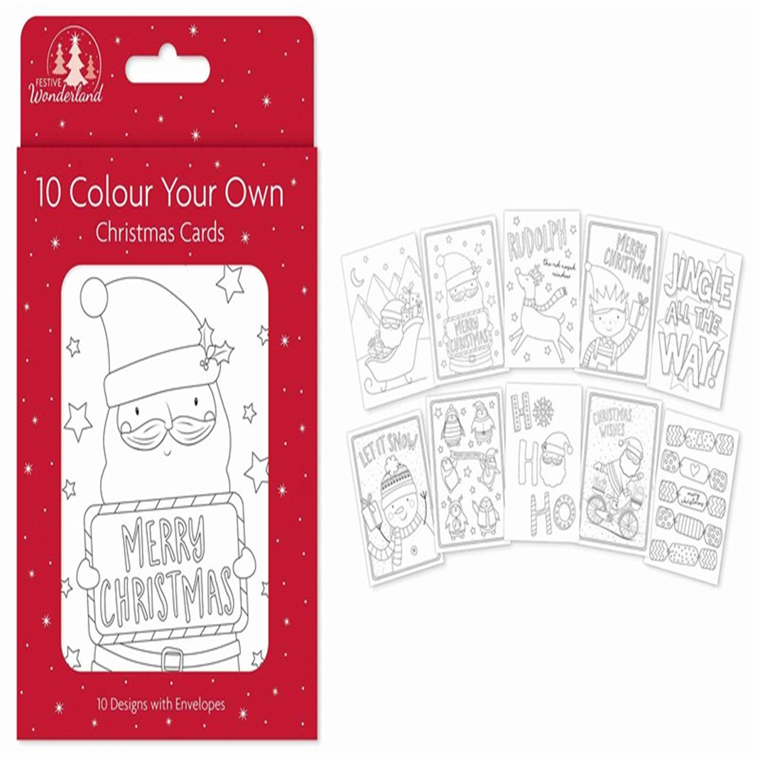 Pack of 10 Colour Your Own Christmas Cards - Image 4