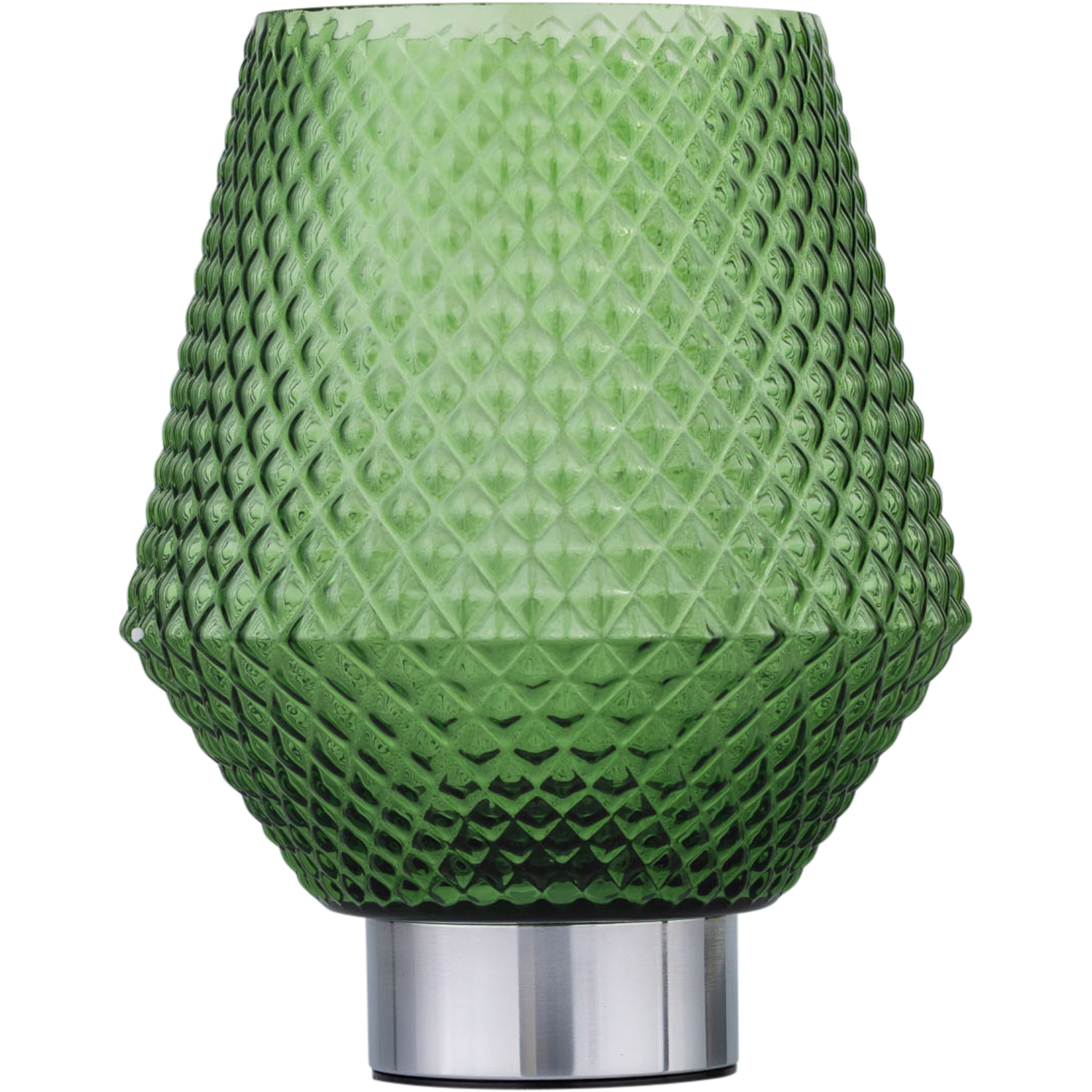 First Choice Lighting Porter Battery Operated Chrome Lamp With Green Textured Glass - Chrome & Green